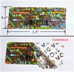500 Gold Tamper Evident Security Hologram Label Seal Sticker, Rectangle 1.5" x 0.6" (38mm x 15mm). CustomPrinted. >Click on item details to Customize.