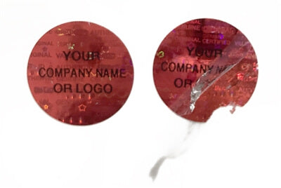 1,000 Red Tamper Evident Security Holographic Round Label Seal Sticker, Circle 0.5" diameter (13mm). CustomPrinted. >Click on item details to Customize.