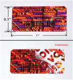 250 Red Tamper Evident Security Holographic Label Seal Sticker, Rectangle 1" x 0.5" (25mm x 13mm). CustomPrinted. >Click on item details to Customize.