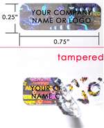 2,000 Silver Tamper Evident Security Hologram Label Seal Sticker, Rectangle 0.75" x 0.25" (19mm x 6mm). CustomPrinted. >Click on item details to Customize.