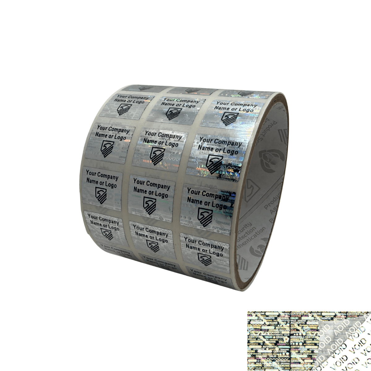 5,000 Silver Tamper Evident Security Hologram Label Seal Sticker, Rectangle .75" x 0.6" (19mm x 15mm). CustomPrinted. >Click on item details to Customize.