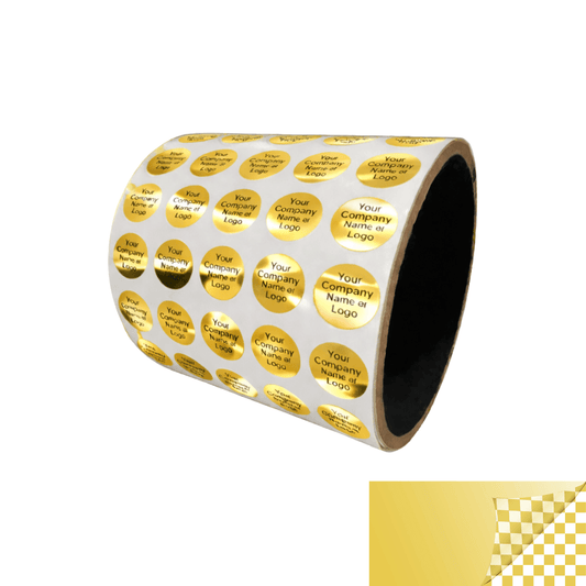 5,000 Tamper Evident Security Labels Gold TamperVoidPro Seal Sticker, Round/ Circle 0.5" diameter (13mm). Custom Printed. >Click on item details to customize.