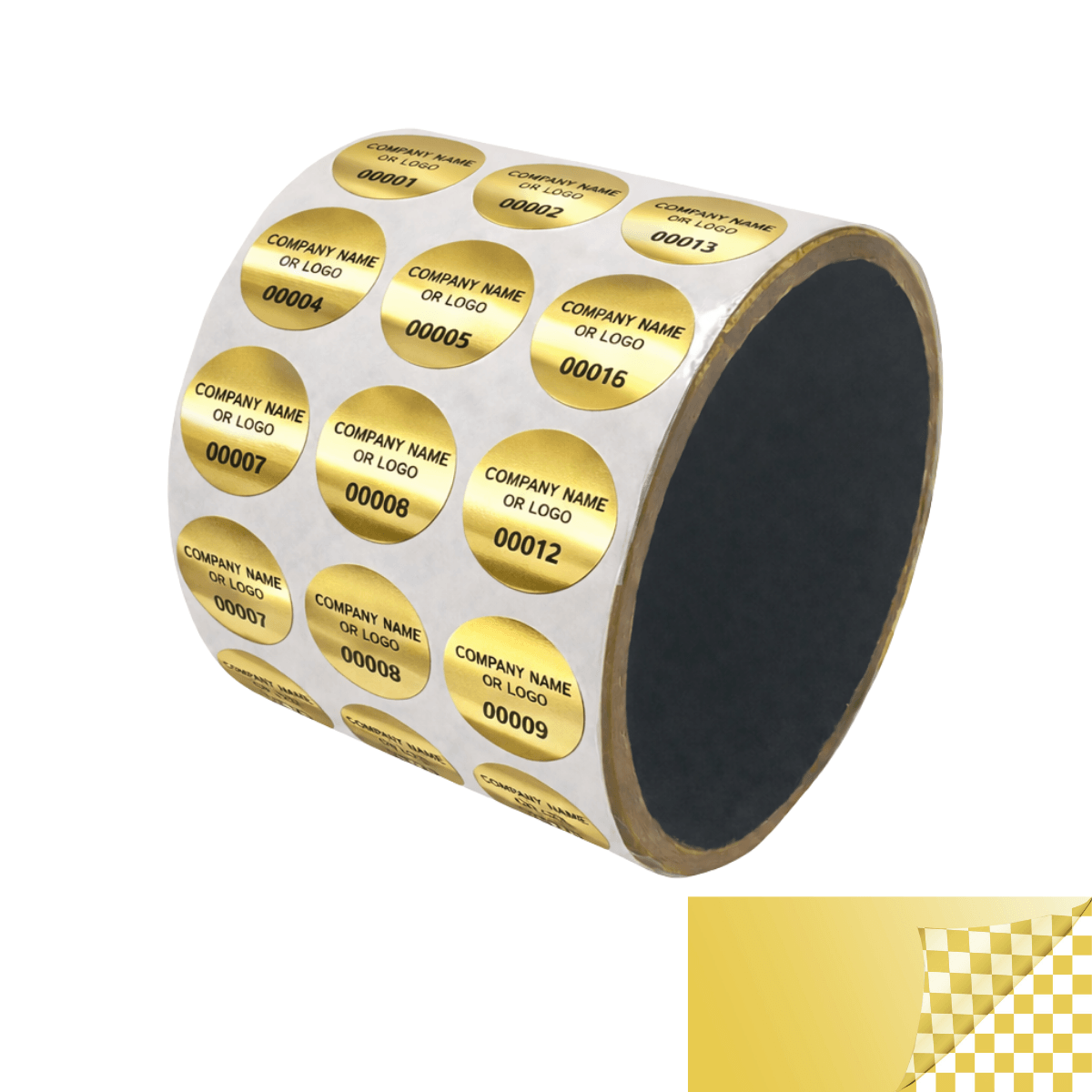 5,000 Tamper Evident Security Labels Gold TamperVoidPro Seal Sticker, Round/ Circle 0.75" diameter (19mm). Custom Printed. >Click on item details to customize.