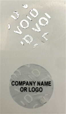 1,000 Metallic Tamper Evident Security Labels Silver Matte TamperVoidPro Seal Sticker, Round/ Circle 0.5" diameter (13mm). Custom Printed. >Click on item details to customize.