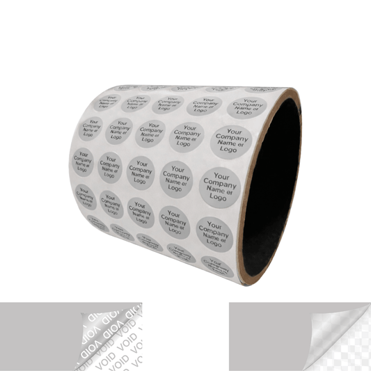 2,000 Metallic Tamper Evident Security Labels Silver Matte TamperVoidPro Seal Sticker, Round/ Circle 0.5" diameter (13mm). Custom Printed. >Click on item details to customize.
