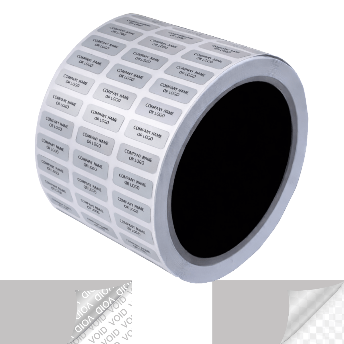 1,000 Metallic Tamper Evident Security Labels Silver Matte TamperVoidPro Seal Sticker, Rectangle 0.75" x 0.25" (19mm x 6mm). Custom Printed. >Click on item details to customize.