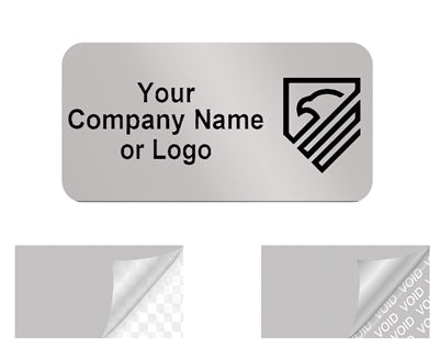 500 Metallic Tamper Evident Security Labels Silver Matte TamperVoidPro Seal Sticker, Rectangle 0.1" x 0.5" (25mm x 13mm). Custom Printed. >Click on item details to customize.