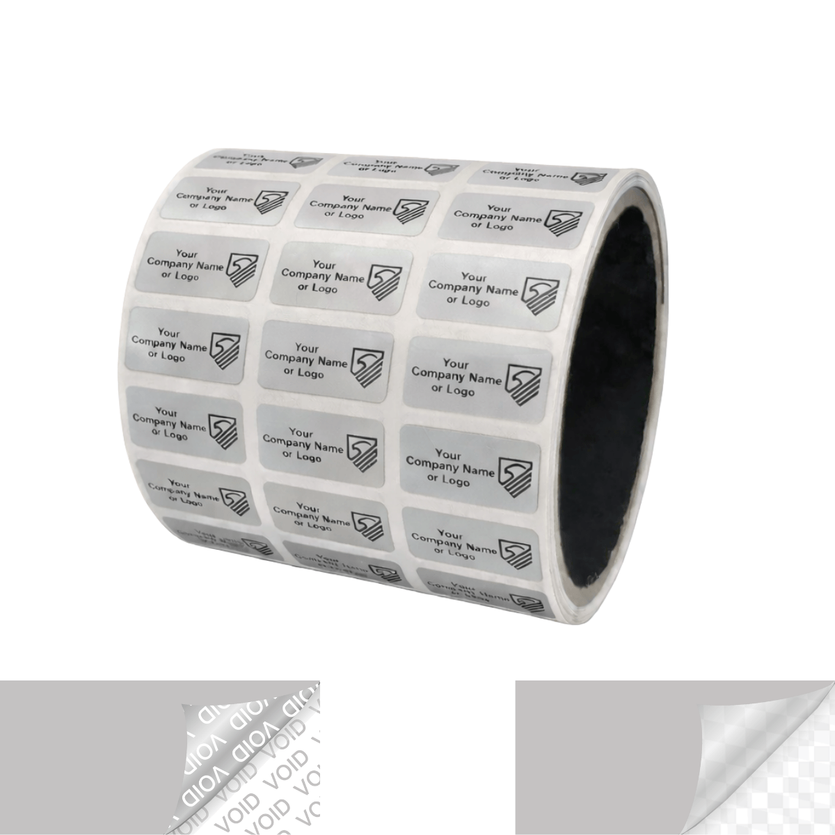 2,000 Metallic Tamper Evident Security Labels Silver Matte TamperVoidPro Seal Sticker, Rectangle 0.1" x 0.5" (25mm x 13mm). Custom Printed. >Click on item details to customize.