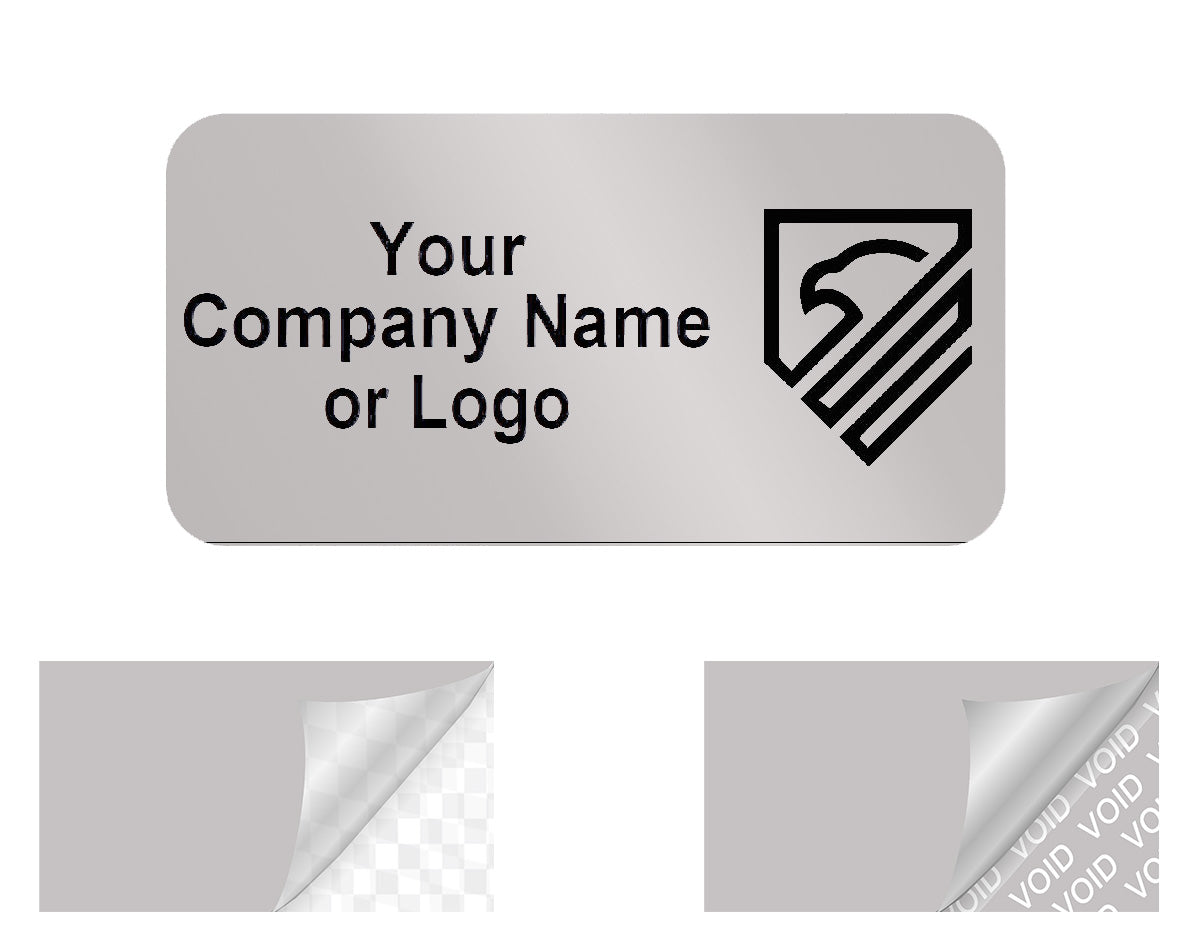 2,000 Metallic Tamper Evident Security Labels Silver Matte TamperVoidPro Seal Sticker, Rectangle 0.1" x 0.5" (25mm x 13mm). Custom Printed. >Click on item details to customize.
