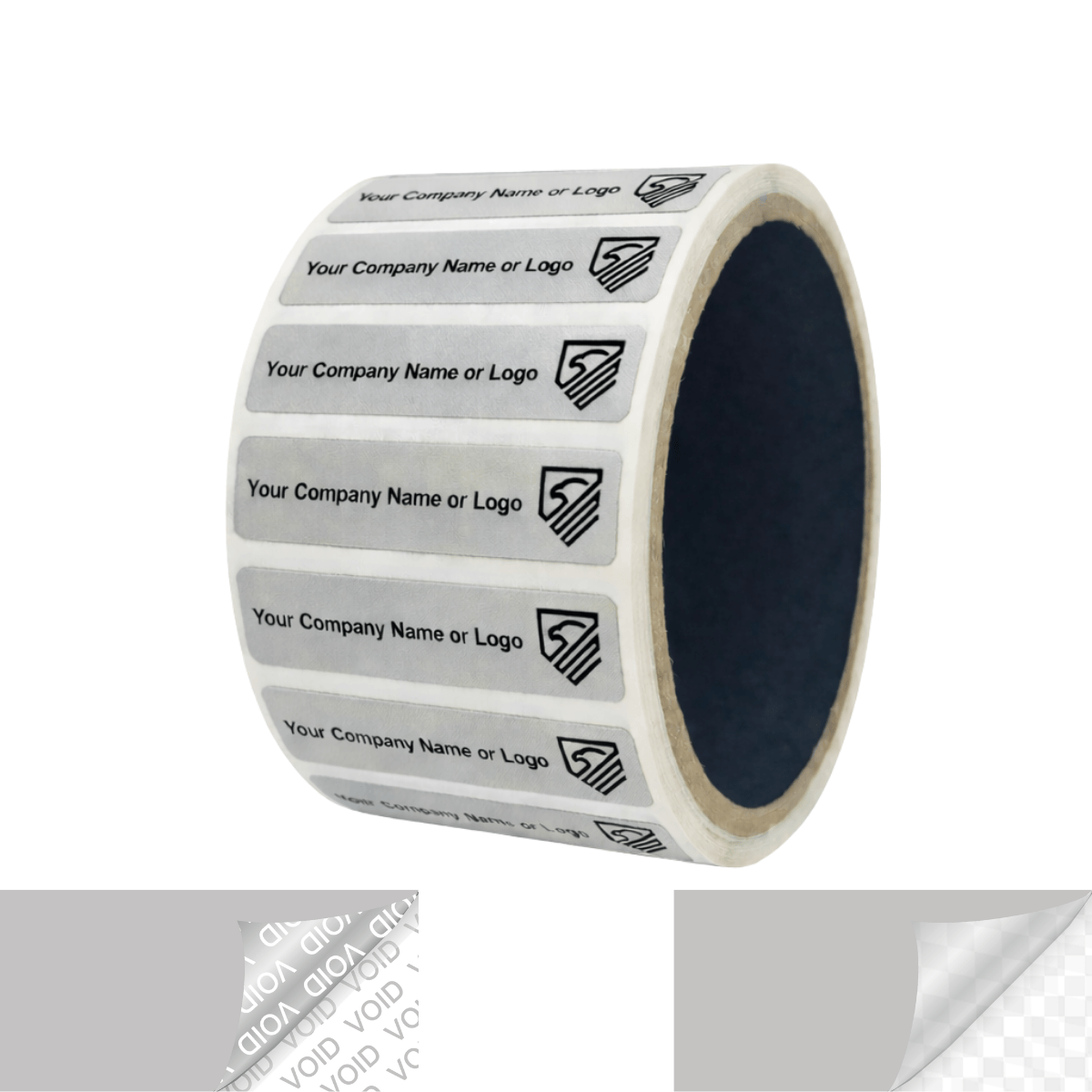 5,000 Tamper Evident Security Labels Silver Matte TamperVoidPro Seal Sticker, Rectangle 2" x 0.5" (51mm x 13mm). Custom Printed. >Click on item details to customize.