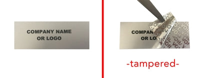 250 Metallic Tamper Evident Security Labels Silver Matte TamperVoidPro Seal Sticker, Rectangle 2.75" x 1" (70mm x 25mm). Custom Printed. >Click on item details to customize.