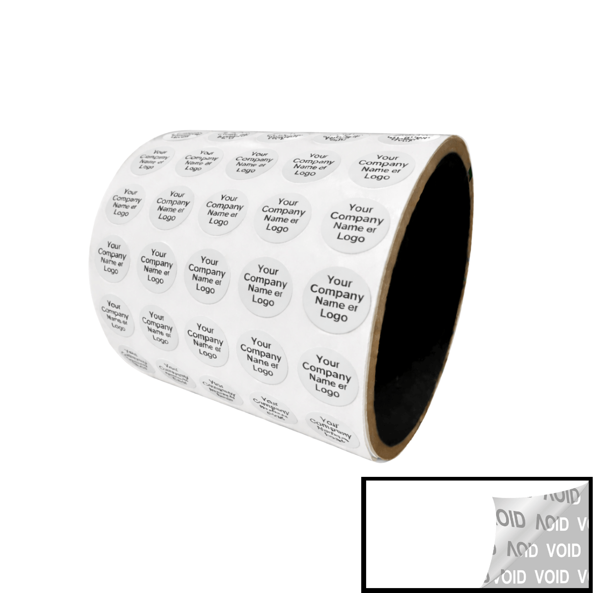 1,000 Tamper Evident Security Labels White TamperVoidPro Seal Sticker, Round/ Circle 0.5" diameter (13mm). Custom Printed. >Click on item details to customize.