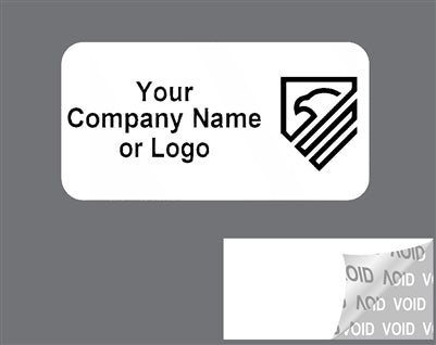 2,000 Tamper Evident Security Labels White TamperVoidPro Seal Sticker, Rectangle 1" x 0.5" (25mm x 13mm). Custom Printed. >Click on item details to customize.
