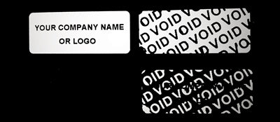 500 Tamper Evident Security Labels White TamperVoidPro Seal Sticker, Rectangle 1.5" x 0.6" (38mm x 15mm). Custom Printed. >Click on item details to customize.