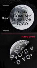 250 Metallic Tamper Evident Security Labels Silver Bright TamperVoid® Seal Sticker, Round/ Circle 0.75" diameter (19mm). Custom Printed. >Click on item details to customize.