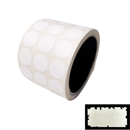 500 White Destructible Security Labels Round/ Circle 0.75" diameter (19mm).