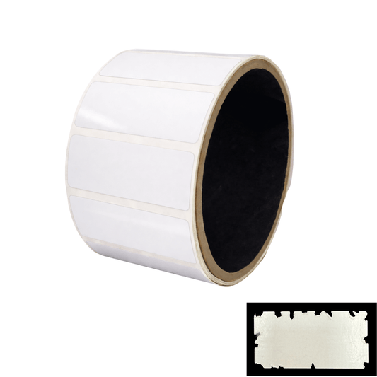 250 Destructible White Security Labels 2" x 0.75" (51mm x 19mm).