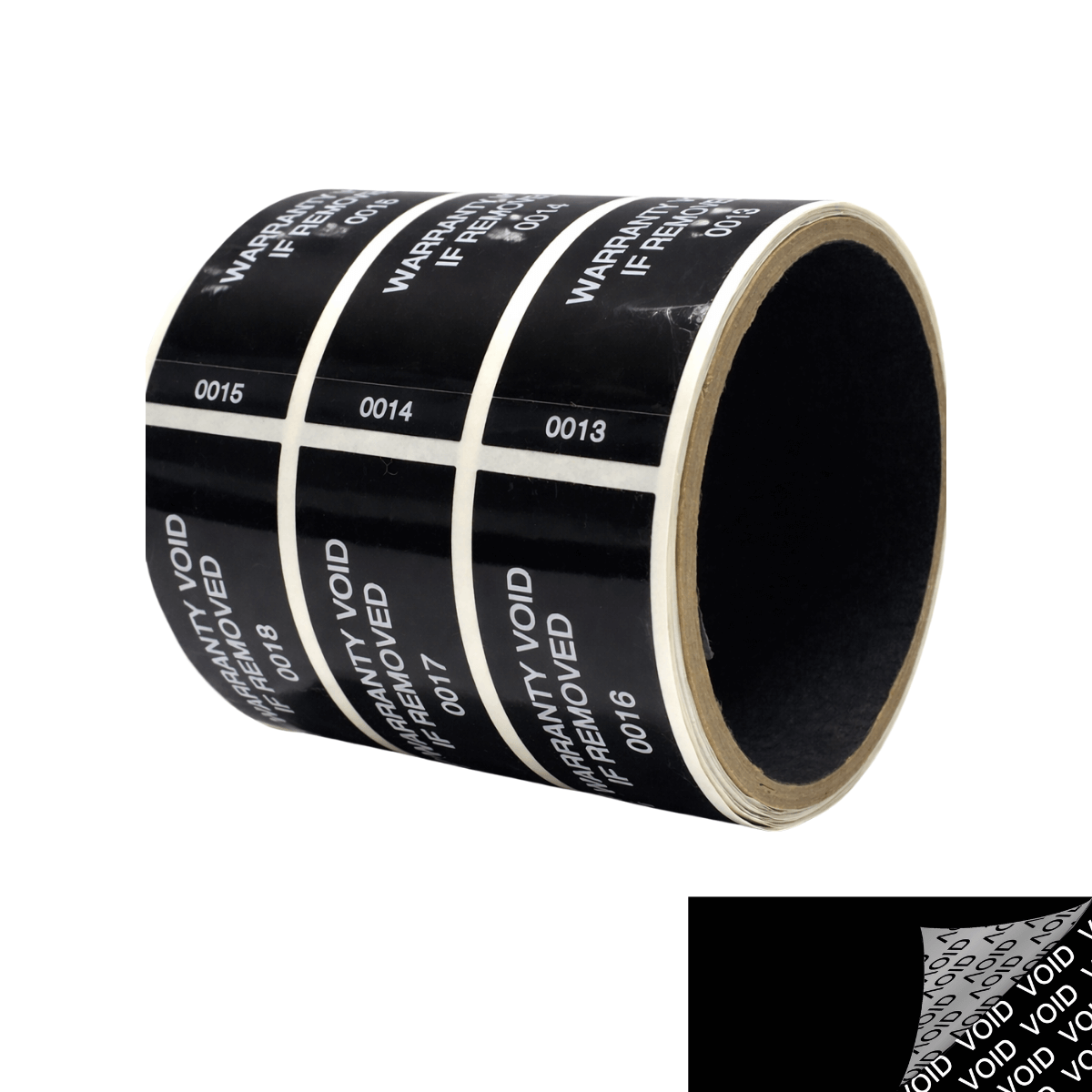 5,000 Tamper Evident Black Security Labels TamperColor® Seal Sticker, Rectangle 2.75" x 1" (70mm x 25mm). Printed: Warranty Void if Removed + Serialization