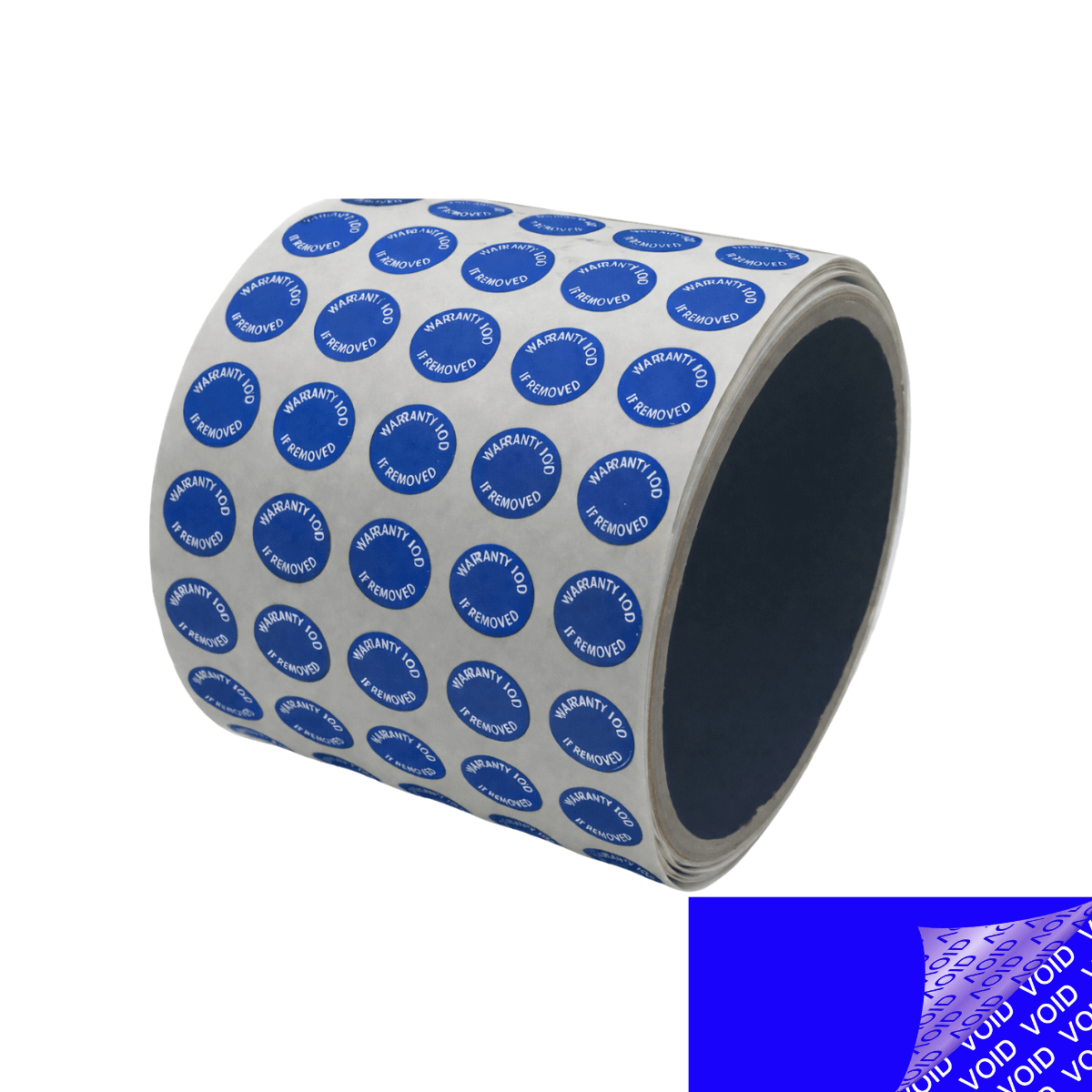 5,000 Tamper Evident Blue Security Labels TamperColor® Seal Sticker, Circle 0.5" (13mm). Printed: Warranty Void if Removed + Serialization