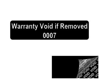10,000 Black TamperColor® Tamper Evident Security Label Seal Sticker, Rectangle 2" x 0.5" (51mm x 13mm). Printed: Warranty Void if Removed + Serial Number