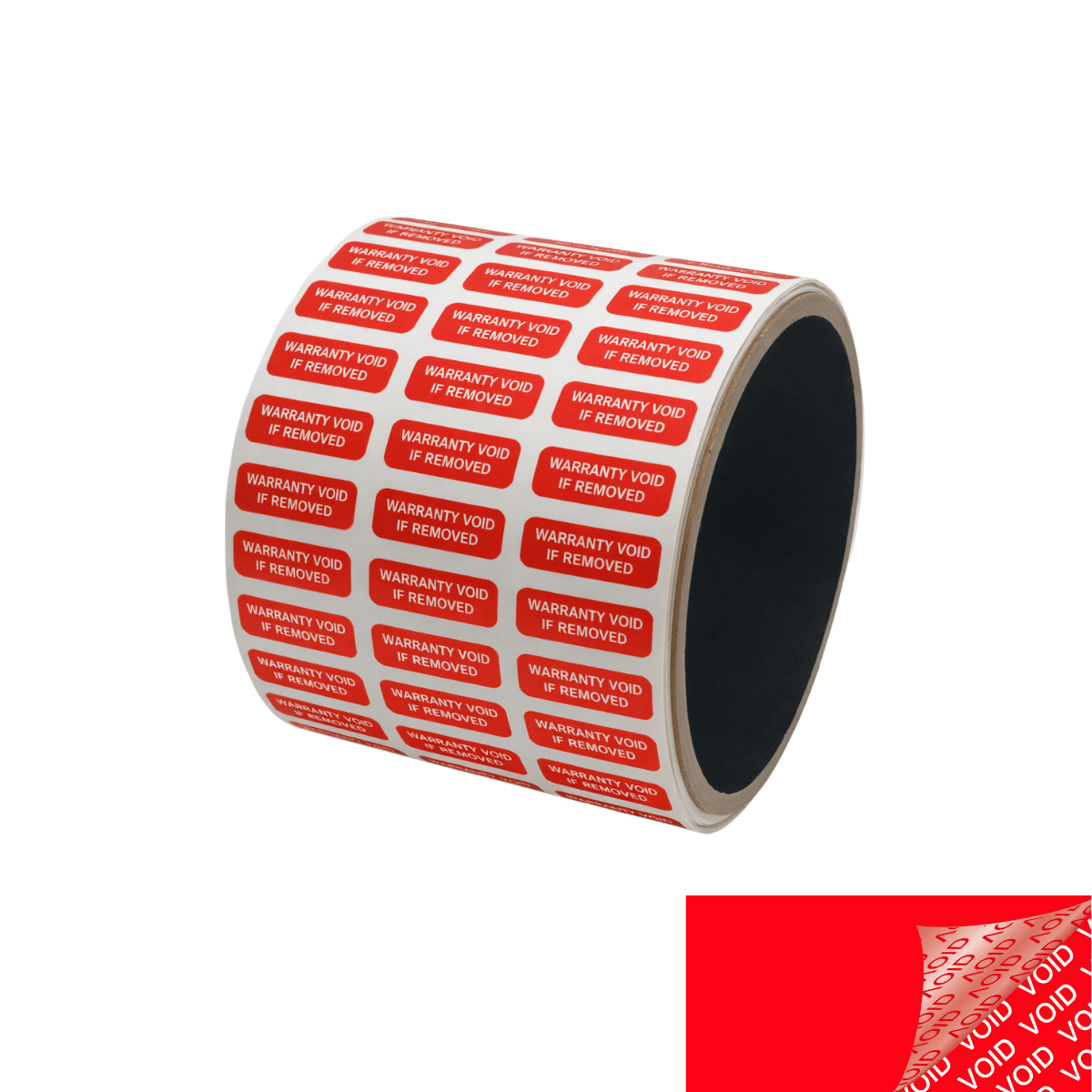 10,000 Tamper Evident Red Security Labels TamperColor® Seal Sticker, Rectangle 0.75" x 0.25" (19mm x 6mm). Printed: Warranty Void if Removed + Serialization