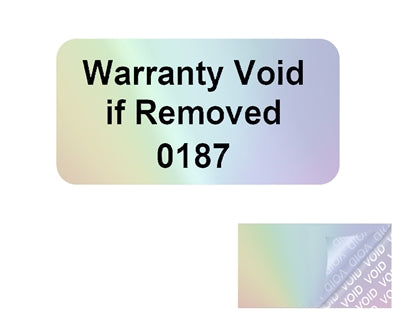 1,000 Tamper Evident Rainbow Security Labels TamperColor® Seal Sticker, Rectangle 1" x 0.5" (25mm x 13mm). Printed: Warranty Void if Removed + Serialization
