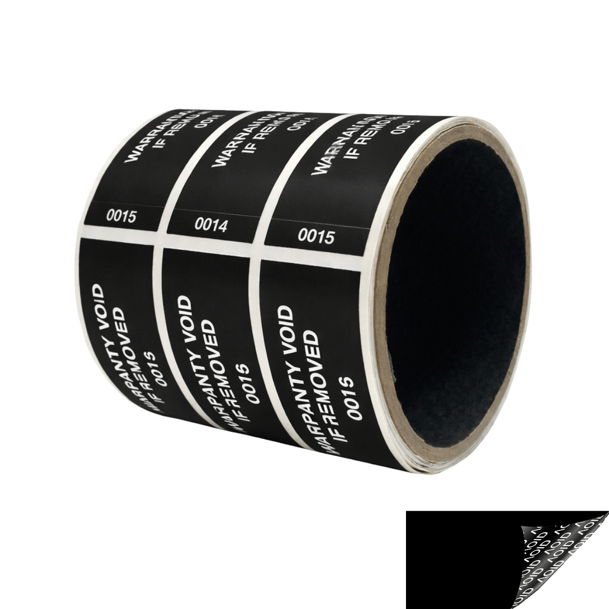 10,000 Tamper Evident Black Non Residue Security Labels TamperGuard® Seal Sticker, Rectangle 2.75" x 1" (70mm x 25mm). Printed: Warranty Void if Removed + Serialized