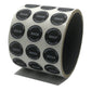 250 Tamper Evident Black Non Residue Security Labels TamperGuard® Seal Sticker, Round/ Circle 0.75" diameter (19mm). Printed: Warranty Void if Removed + Serialized