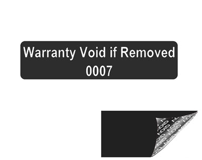 1,000 Tamper Evident Black Non Residue Security Labels TamperGuard® Seal Sticker, Rectangle 2" x .5" (51mm x 13mm). Printed: Warranty Void if Removed + Serialized