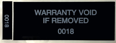 10,000 Tamper Evident Black Non Residue Security Labels TamperGuard® Seal Sticker, Rectangle 2.75" x 1" (70mm x 25mm). Printed: Warranty Void if Removed + Serialized