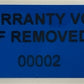 5,000 Tamper Evident Blue Non Residue Security Labels TamperGuard® Seal Sticker, Rectangle 1.5" x 0.6" (38mm x 15mm). Printed: Warranty Void if Removed + Serialized