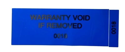 10,000 Tamper Evident Blue Non Residue Security Labels TamperGuard® Seal Sticker, Rectangle 2.75" x 1" (70mm x 25mm). Printed: Warranty Void if Removed + Serialized