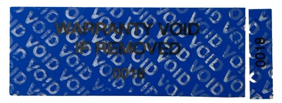 10,000 Tamper Evident Blue Non Residue Security Labels TamperGuard® Seal Sticker, Rectangle 2.75" x 1" (70mm x 25mm). Printed: Warranty Void if Removed + Serialized