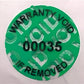 500 Tamper-Evident Green Non Residue Security Labels TamperGuard® Seal Sticker, Round/ Circle 0.75" diameter (19mm). Printed: Warranty Void if Removed + Serialized