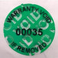 2,000 Tamper-Evident Green Non Residue Security Labels TamperGuard® Seal Sticker, Round/ Circle 0.75" diameter (19mm). Printed: Warranty Void if Removed + Serialized