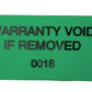 500 Tamper-Evident Green Non Residue Security Labels TamperGuard® Seal Sticker , Rectangle 2.75" x 1" (70mm x 25mm). Printed: Warranty Void if Removed + Serialized