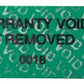 500 Tamper-Evident Green Non Residue Security Labels TamperGuard® Seal Sticker , Rectangle 2.75" x 1" (70mm x 25mm). Printed: Warranty Void if Removed + Serialized