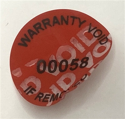 250 Tamper Evident Red Non Residue Security Labels TamperGuard® Seal Sticker, Round/ Circle 0.75" diameter (19mm). Printed: Warranty Void if Removed + Serialized