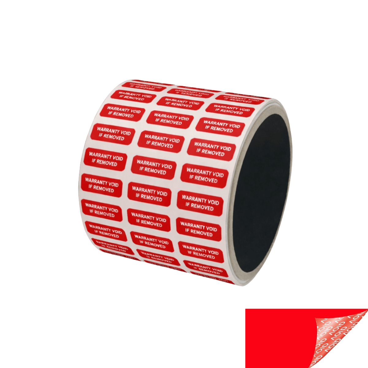 10,000 Red TamperGuard® Tamper Evident Security Label Seal Sticker Non Residue, Rectangle 0.75" x 0.25" (19mm x 6mm). Printed: Warranty Void if Removed + Serial Number.