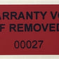 10,000 Tamper Evident Red Non Residue Security Labels TamperGuard® Seal Sticker, Rectangle 1.5" x 0.6" (38mm x 15mm). Printed: Warranty Void if Removed + Serialized