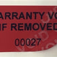 10,000 Tamper Evident Red Non Residue Security Labels TamperGuard® Seal Sticker, Rectangle 1.5" x 0.6" (38mm x 15mm). Printed: Warranty Void if Removed + Serialized