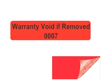 2,000 Tamper Evident Red Non Residue Security Labels TamperGuard® Seal Sticker, Rectangle 2" x .5" (51mm x 13mm). Printed: Warranty Void if Removed + Serialized