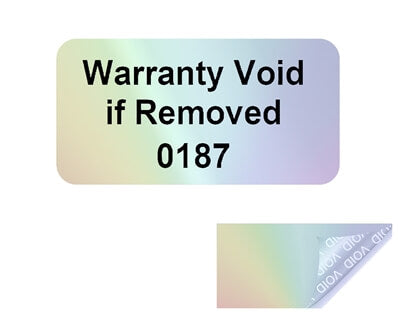 2,000 Rainbow TamperGuard® Tamper Evident Security Label Seal Sticker Non Residue, Rectangle 1"x 0.5" (25mm x 13mm). Printed: Warranty Void if Removed + Serial Number.