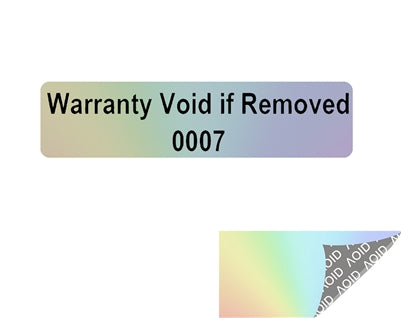 500 Tamper Evident Rainbow Non Residue Security Labels TamperGuard® Seal Sticker, Rectangle 2" x .5" (51mm x 13mm). Printed: Warranty Void if Removed + Serialized