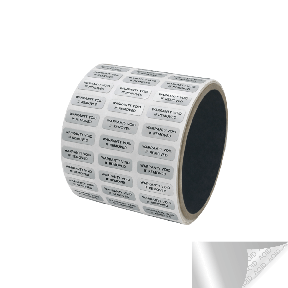 2,000 Silver Matte TamperGuard® Tamper Evident Security Label Seal Sticker Non Residue, Rectangle 0.75" x 0.25" (19mm x 6mm). Printed: Warranty Void if Removed + Serial Number.