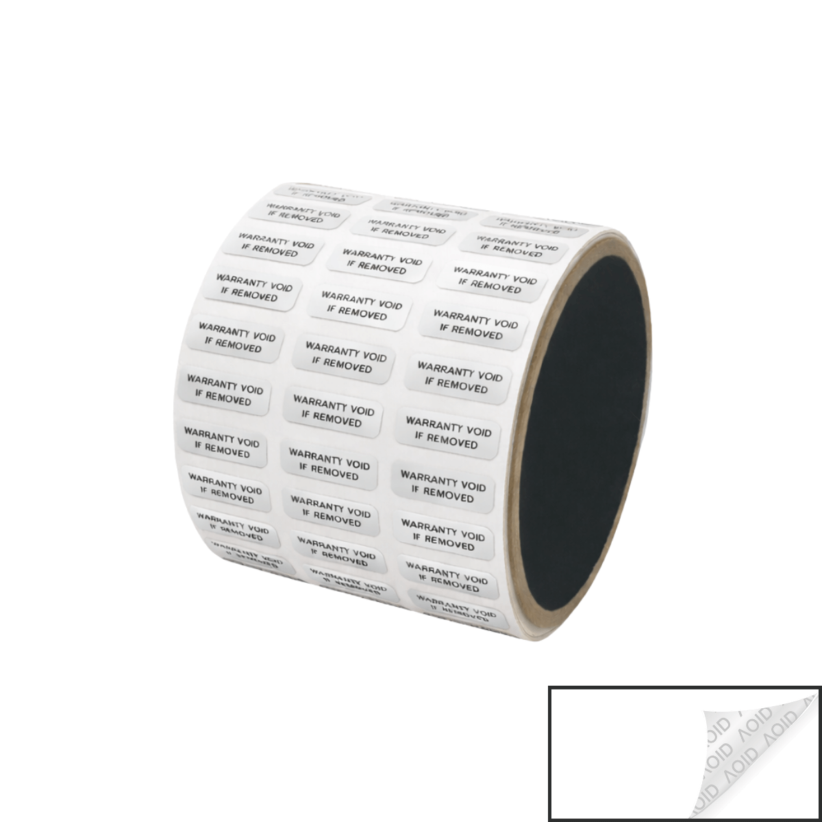 250 White TamperGuard® Tamper Evident Security Label Seal Sticker Non Residue, Rectangle 0.75" x 0.25" (19mm x 6mm). Printed: Warranty Void if Removed + Serial Number.