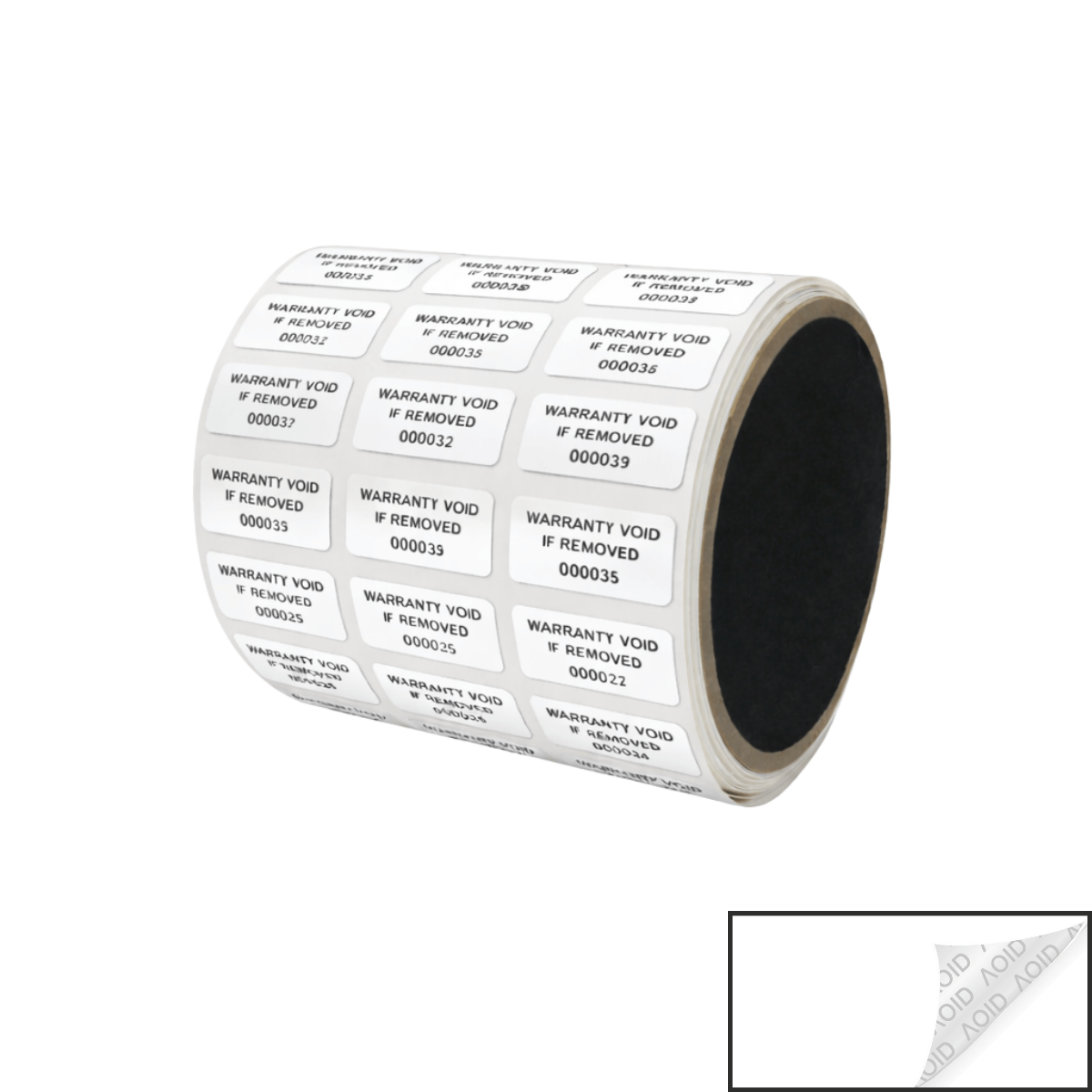 2,000 White TamperGuard® Tamper Evident Security Label Seal Sticker Non Residue, Rectangle 1"x 0.5" (25mm x 13mm). Printed: Warranty Void if Removed + Serial Number.