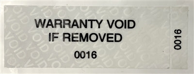 10,000 Tamper Evident White Non Residue Security Labels TamperGuard® Seal Sticker, Rectangle 2.75" x 1" (70mm x 25mm). Printed: Warranty Void if Removed + Serialized