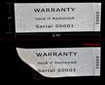 10,000 Tamper Evident White Non Residue Security Labels TamperGuard® Seal Sticker, Rectangle 2.75" x 1" (70mm x 25mm). Printed: Warranty Void if Removed + Serialized