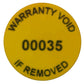 10,000 Tamper-Evident Yellow Non Residue Security Labels TamperGuard® Seal Sticker, Round/ Circle 0.75" diameter (19mm). Printed: Warranty Void if Removed + Serialized